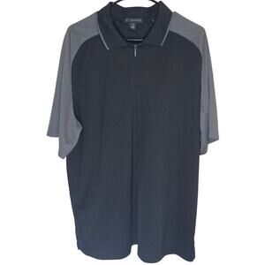 Via Europa‎ Men's Zip Polo Shirt Black Gray XL Casual Sporty Athletic Golf